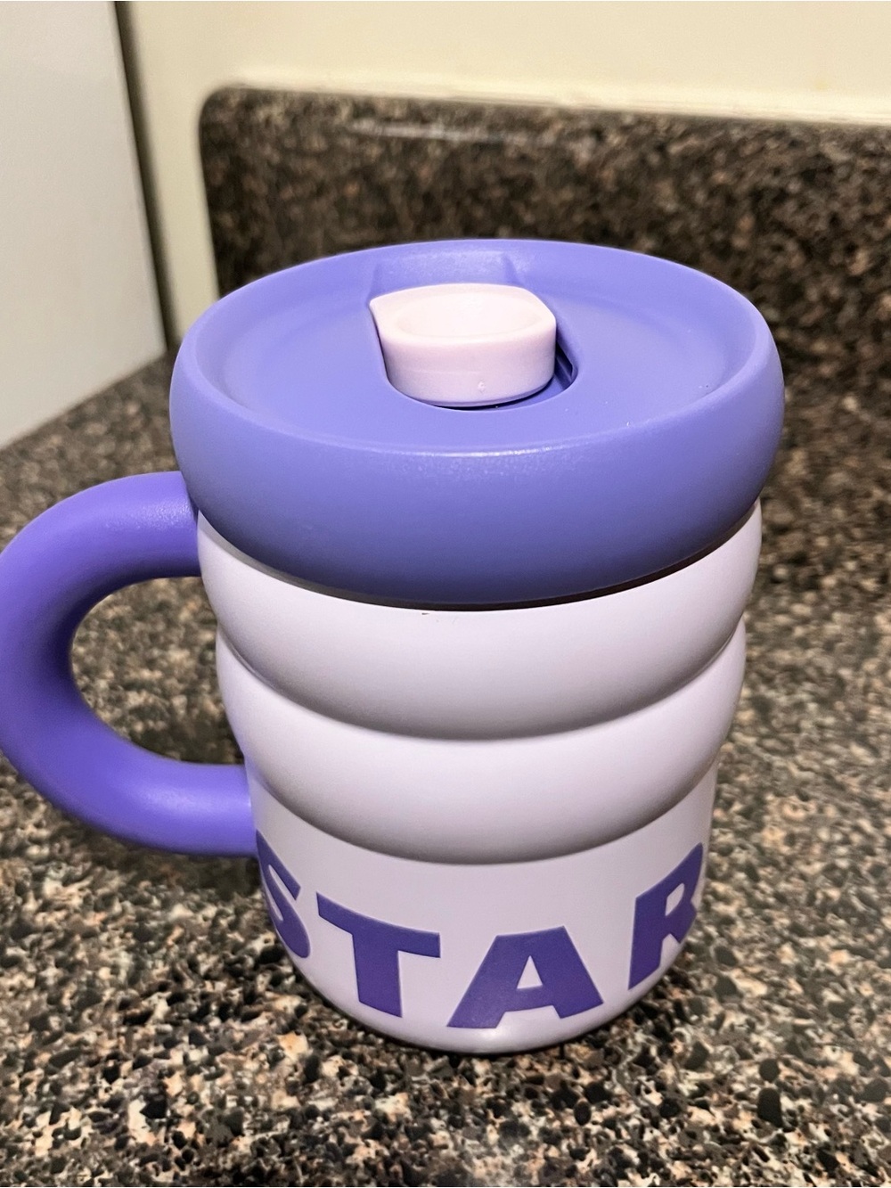 STARBUCKS STAINLESS STEEL RIPPLED Purple 12oz MUG NWT